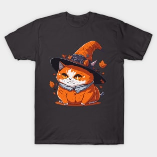 cute cat with a witch hat T-Shirt